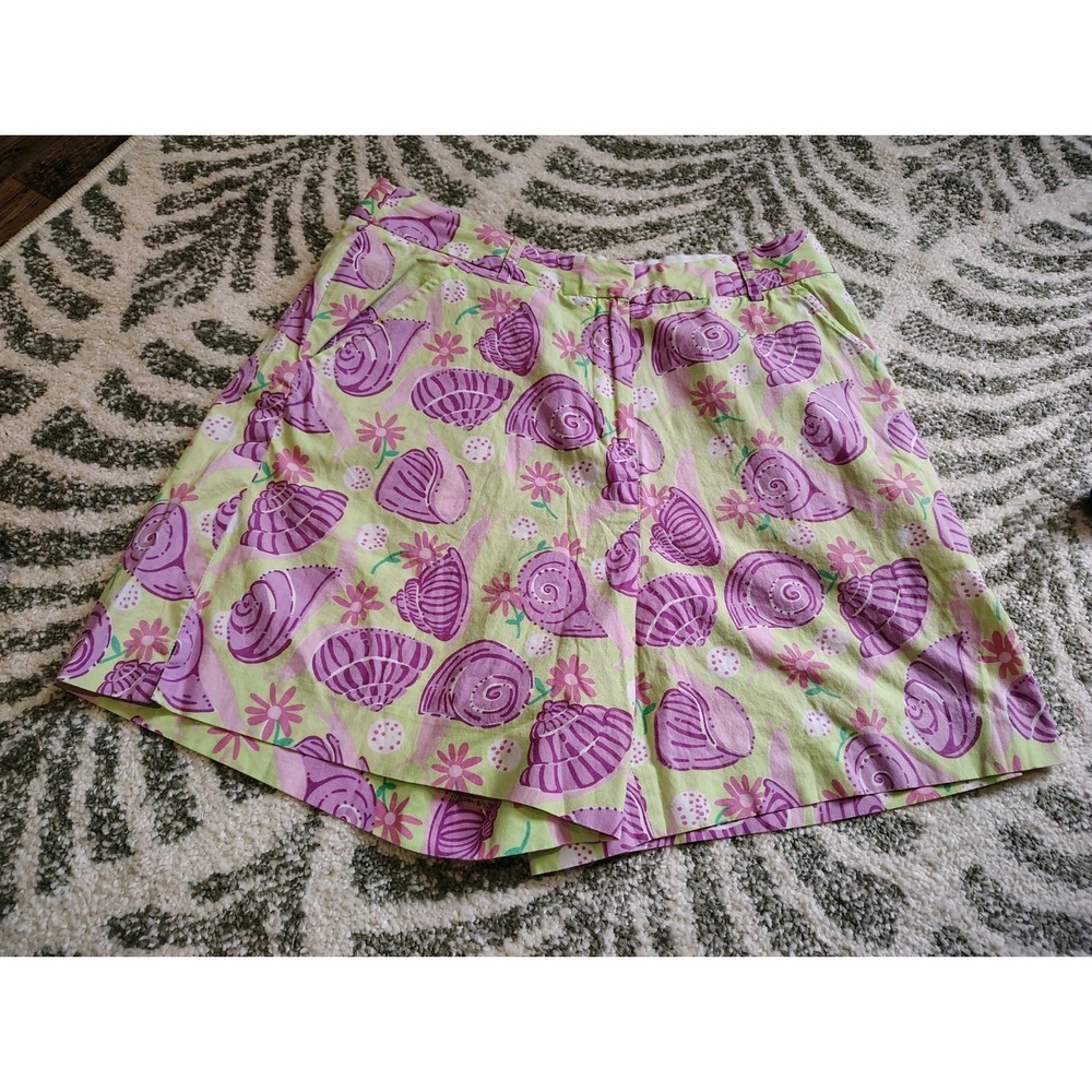 Lilly Pulitzer Lime Green and Lavender Shell-Print Bermuda Shorts